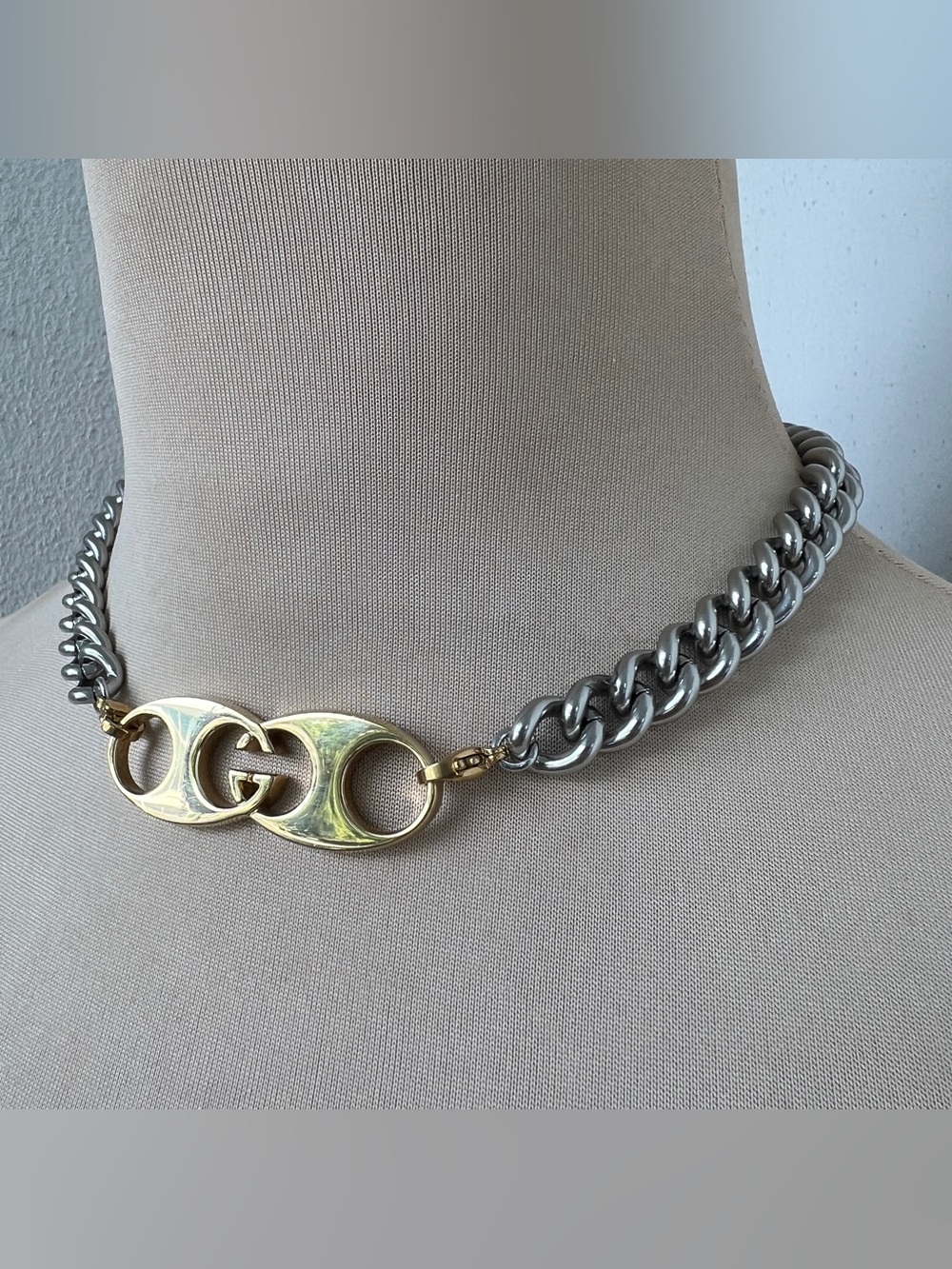 Upcycled Gucci x Junk You! Rescued Two-tone Choker Necklace 15”
